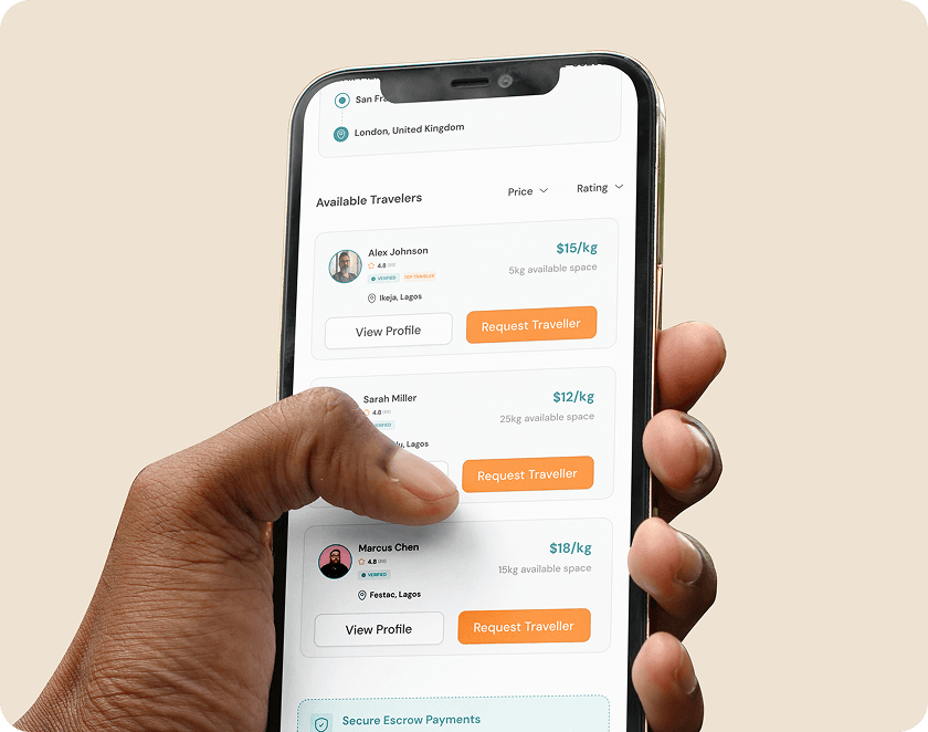 Traveler using phone